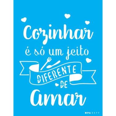 Imagem de Stencil Opa 15 X 20 cm - Frase Cozinhar Com Amor - 3377 - Opa Criando 