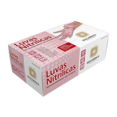 Imagem de Luva Nitrílica Descartável Descarpack - Rosa - Tamanho G - 100 Unidade