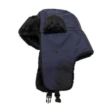 Imagem de Touca Ushanka Azul Gorro Chaves Russa Aviador Frio Lã Proteção Orelhas
