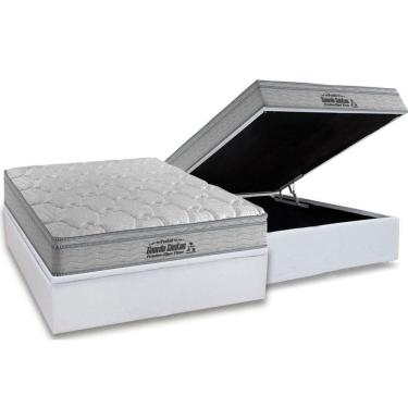 Imagem de Cama Box Baú Casal: Colchão Espuma Probel D40 Premium Hiper Firme Euro Pillow + Base White(138X188)