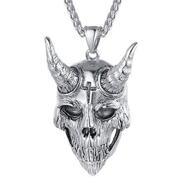 Imagem de FaithHeart Colar Leviatã com cruz de enxofre satânico, joia de aço inoxidável banhado a ouro, símbolo alquímico para pingente de enxofre, colares masculinos com caixa de presente, Aço inoxidável