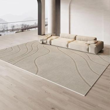 Imagem de Listrado Creme Carpete Bege Marrom Decoração Sala de Estar Tapetes Luxo Minimalista Tapetes Fácil Limpeza Conforto Quarto Tapetes, YHT142, Q, 180x280cm