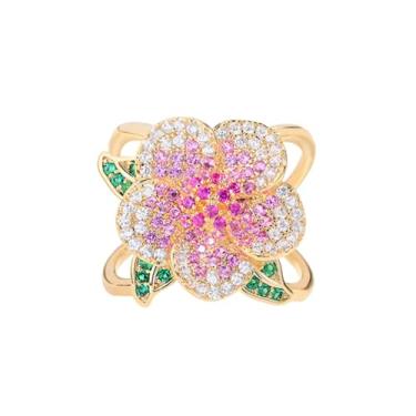 Imagem de Kokoma Anel de cachecol de flor de camélia de cristal para senhora CZ lenço floral fivela lenço de seda cachecóis fivela xale broche declaração anel elegante acessórios de decoração joias, Small,