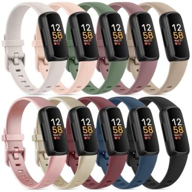 Imagem de Pacote com 10 pulseiras para Fitbit Inspire 3 para mulheres e homens, pulseiras de silicone macio ajustáveis para Fitbit Inspire 3 Fitness Tracker (embalagem com 10 F)