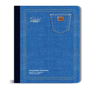 Imagem de iScholar Caderno jeans azul, pautado largo, 24 x 19 cm, 100 folhas (15200)