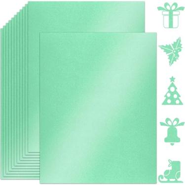 Imagem de Twavang 25 folhas de papel cartolina verde brilhante 21 x 28 cm, 250 gsm/42 kg, papel perolado dupla face para álbuns, convites, impressão e cartões DIY