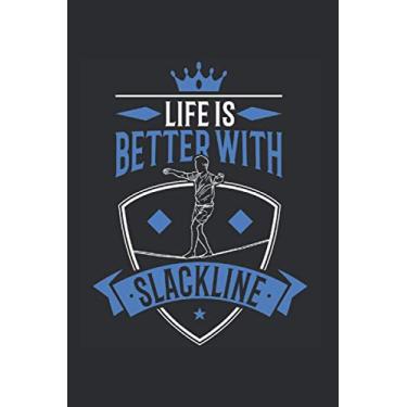 Imagem de Slackline Notizbuch: Slackline Slacklining Slackliner Gymnastik / 6x9 Zoll / 120 gepunktete Seiten Seiten