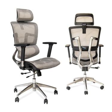 Imagem de ErgoMax Ergonômico ajustável, tecido de malha respirável, cadeira de escritório em casa, 134,6 cm altura máxima, cinza