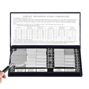 Imagem de YUCHENGTECH Comparadores de rugosidade de superfície de 30 peças com conjunto comparador de acabamento de superfície de lupa 5X Ra0,05-12,5 mm Comparador de microacabamento para máquinas de torno