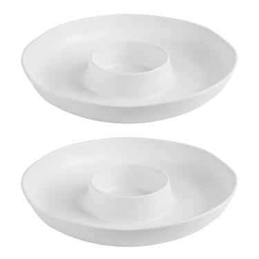 Imagem de ZAROCRUS conjunto de servir batatas fritas e molhos travessa dividida aperitivos e queijos bandeja de servir pratos com compartimento branco para festa, natal, sobremesa, frutas, doces, conj