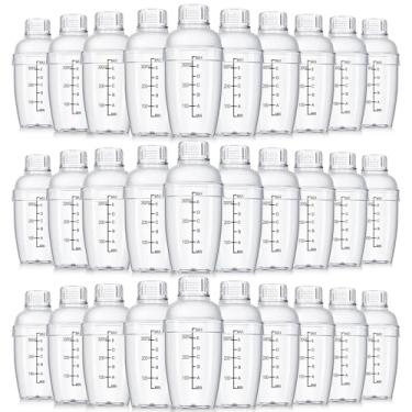 Imagem de Lallisa Conjunto de 30 coqueteleiras de plástico de 355 ml, coqueteleira transparente com escalas de medidas e coador, ferramenta de mistura de plástico para chá, café, bar, bolha, leite, presente de
