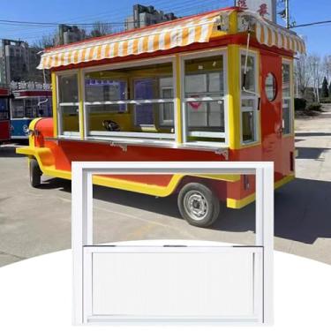 Imagem de Substituição de janela deslizante vertical para casa móvel de 68,5 x 119,4 cm, janela de casas de ventilação com tela, janela branca de alumínio para galpão de porão casas chuveiros galinheiro