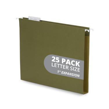 Imagem de Blue Summit Supplies Pastas de arquivo suspensas com capacidade extra de 2,5 cm, pastas de arquivo suspensas de expansão de 2,5 cm, projetadas para arquivos e tabelas volumosos, tamanho carta, verde