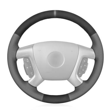 Imagem de MEWANT Capa de couro e camurça para volante de carro cinza escuro costurado à mão para Chevrolet Captiva 2007-2014 / Daewoo Winstorm/Silverado 2007-2013