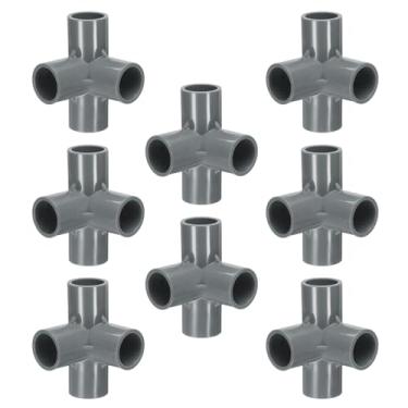 Imagem de HARFINGTON 8 peças de acessórios para tubos de PVC de 4 vias, conector de tubo de cotovelo de 90 graus, acoplamento de tubulação de 90 graus, acessórios de cotovelo para esgoto, canalização, drenagem,
