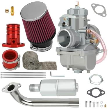 Imagem de CILOYU Kit de silenciador de escape de tubo de admissão de filtro de ar carburador de carburador Performance VM34 para Predator 301cc 420cc GX390 GX340 GX270 13Hp 15Hp Motor Mini Bike Go Kart Cart