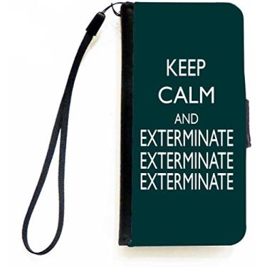 Imagem de Rikki Knight Keep Calm and Exterminate SM Green Color Flip Wallet iPhone Case com aba magnética para Apple iPhone 5c