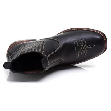 Imagem de Botina Bota Chelsea Em Couro Masculina Preta - Rizzi Shoes, 40, Preto