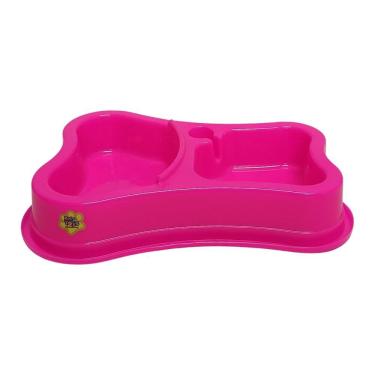 Imagem de Comedouro Bebedouro Automático Duplo Osso Rosa 460x300mL