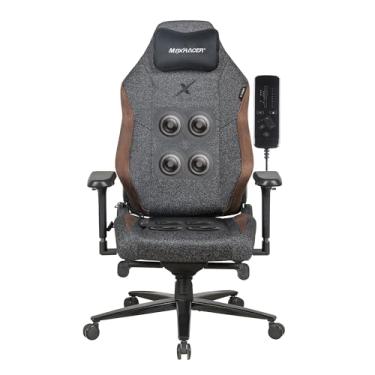 Imagem de MAX RACER - Cadeira Gamer Massageadora Heavy-SMI - Poltronas Gamer de Aço, Cadeira Ergonômica - 8 Pontos de Massagem, Braços 4D, Suporta 150kg, Tecido Poliéster, Inclinação 135° - Preto Mesclado