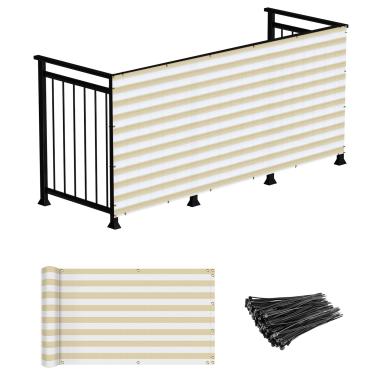 Imagem de Windscreen4less Tela de privacidade para terraço de 8,5 x 38 cm, tela de malha para varanda de apartamento, varanda com fecho de correr, capa de cerca de corrente, proteção UV para pátio externo,