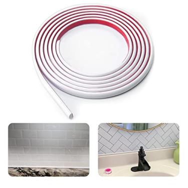 Imagem de Acabamento de moldagem flexível autoadesivo, acabamento para destacar e colar, acabamento de moldagem de um quarto redondo para canto de borda de parede, borda de armário, borda de teto, bancadas, decoração de canto e decoração de espelho (3 m/branco)