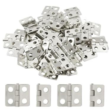 Imagem de Aracombie 48 peças dobradiças dobráveis de 1/2 x 1/2 polegada, dobradiças de prata para caixa de joias pequenas dobradiças de armário, mini dobradiças de porta de caixa para caixas de artesanato,