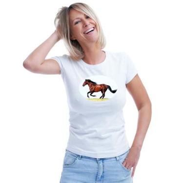 Imagem de Baby Look Cavalo Horse Alazão Personalizada Feminina Adulto Algodão co
