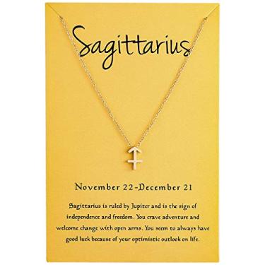 Imagem de Colar feminino Zelmer folheado a ouro 16K 12 signos do zodíaco com pingente de letra 45,72 cm