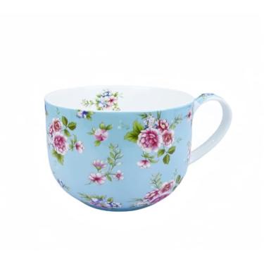 Imagem de LJIMICAORO Grandes xícaras de café canecas de sopa com alças tradicional grande xícara de café grande osso China canecas de café para sopas cereais