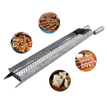Imagem de Grelha Cesto Inox Frango, Legumes, Coração, Churrasco 78cm - LAURINDOS