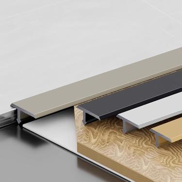 Imagem de Perfil de transição 90 cm (3 peças) tiras em forma de T de alumínio para pisos laminados e parquet, tira final do limiar da porta, largura de 12/16/24 mm, trilho de transição de piso, prata,