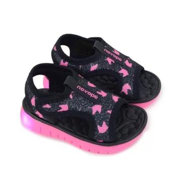 Imagem de Sandália Fem Inf Novopé Unicórnio Preto/Pink Led 85001500 Tamanho:30/31;Cor:Preto