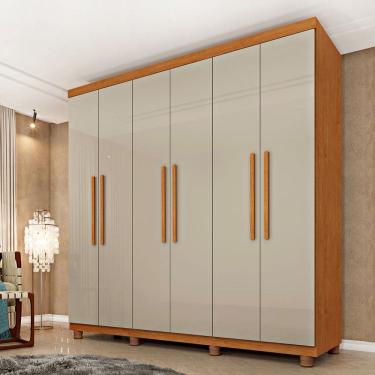Imagem de Guarda-Roupa Casal Lagos 6 Portas 4 Gavetas 31292 Cinamomo/Off White - Tcil Móveis