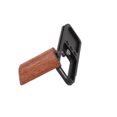 Imagem de SZZCNOX X-M5 Pega de madeira L Suporte para Fuji XM5, alça de placa em forma de L de liberação rápida para Fujifilm X-M5, acessórios de câmera com alça lateral de madeira perolada de base de alumínio