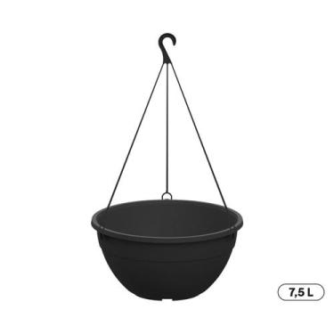 Imagem de Vaso Cuia Suspenso 7,5L Fosco com Gancho Plástico para Pendurar Planta