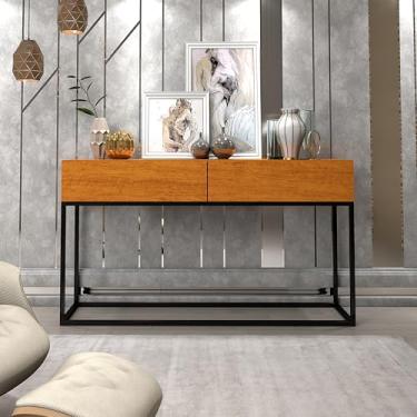 Imagem de Aparador Eros 110cm Comprimento Pés Em Metal Preto Móvel Naturale