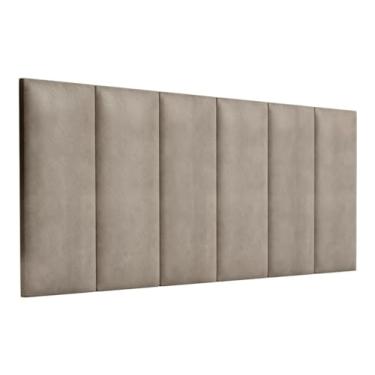 Imagem de Cabeceira Lisa Modulada Suspensa Embutida Parede Estofada Macia Suede Cama Box Casal Quarto 1.40 - Bege