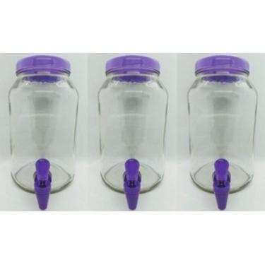 Imagem de Kit 3 suqueiras de vidro 3 litros com lousa e giz - GGABC, Roxo