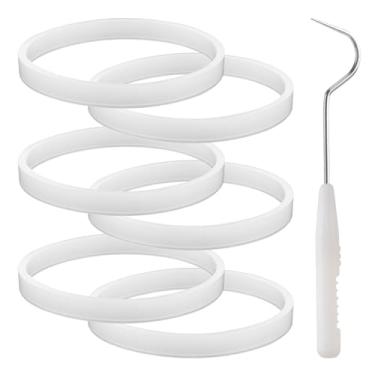 Imagem de 6 peças de juntas de anel de vedação de borracha para liquidificador Nutri Ninja, peças de reposição de vedação de silicone branco de 10 cm com gancho para Ninja Auto-iQ Pro Extractor CT680 BL456-30