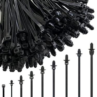 Imagem de 260 peças de abraçadeira de cabo de montagem por pressão, alça de nylon com travamento automático, 9 tamanhos mais populares, suporte de nylon resistente, resistente a UV, variedade para uso interno,