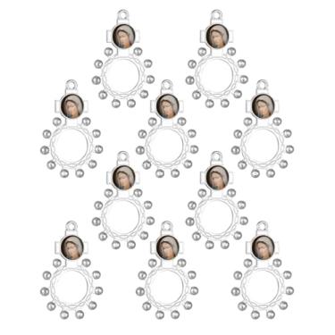 Imagem de COTTVOTT Anel de terço de década, anéis de cruz de rosário de dedo, medalha de bento de exorcismo devocional, rosário, cruz, anel de oração para homens e mulheres, Metal, Sem pedra preciosa