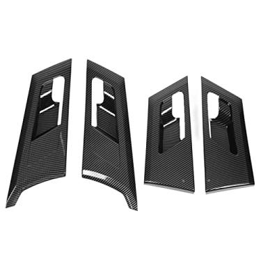 Imagem de Capa Interna Moldura Maçaneta Porta Com Padrão de Fibra de Carbono 4 Unidades, Substituição Guarnição Proteção Maçaneta Porta Interna para Outlander