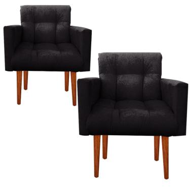 Imagem de Kit Poltrona Sala De Estar Escritório Alexia Preto