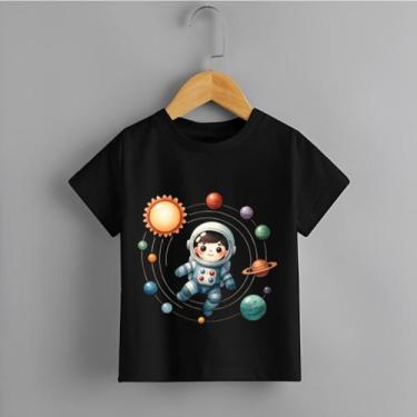 Imagem de Camiseta Infantil Menino Blusa Astronauta e Planetas 100% Algodão - No