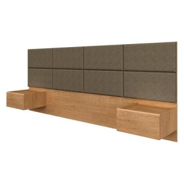 Imagem de Cabeceira Estofada Suspensa Cama Casal Honduras Carvalho/capuccin - Ma