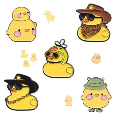Imagem de JHCHUYI 5 peças broche de pato amarelo bonito pirata óculos de sol chapéu decoração liga distintivo engraçado mochila pin adequado para roupas bolsa acessórios presentes para festas, 14,2 x 9 x 1 cm,