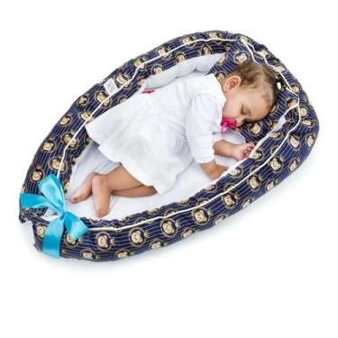 Imagem de Berço Portátil Ninho Redutor Bebê URSO COROA MENINO - CLICK TUDO