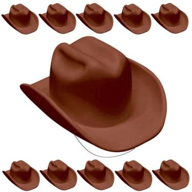 Imagem de Kit 10 Chapéus Marrom Vaqueiro Cowboy Atacado Revenda Festa - Toy Mast