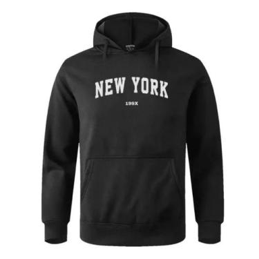 Imagem de Casaco Moletom Blusa com Capuz New York 199X Preto - Helena Flor, Pret